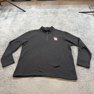 Champion Elite Houston Cougars Quarter Zip Pullover Mens XL Gray Ribbed Fleece